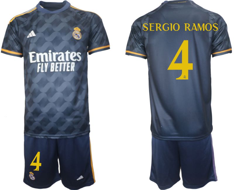 Men 2023-2024 Club Real Madrid away blue #4 Soccer Jersey